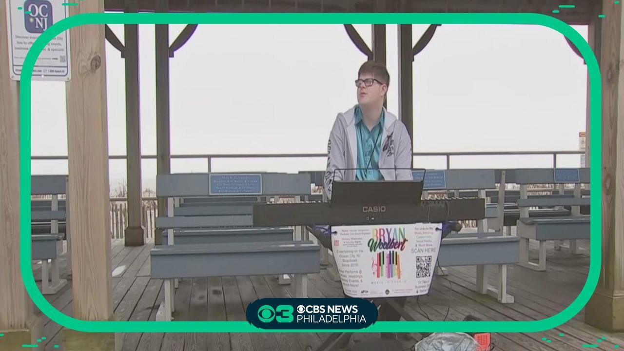 Bryan Woolbert Performing on Ocean City Boardwalk for CBS Channel 3 Philadelphia, Link Graphic